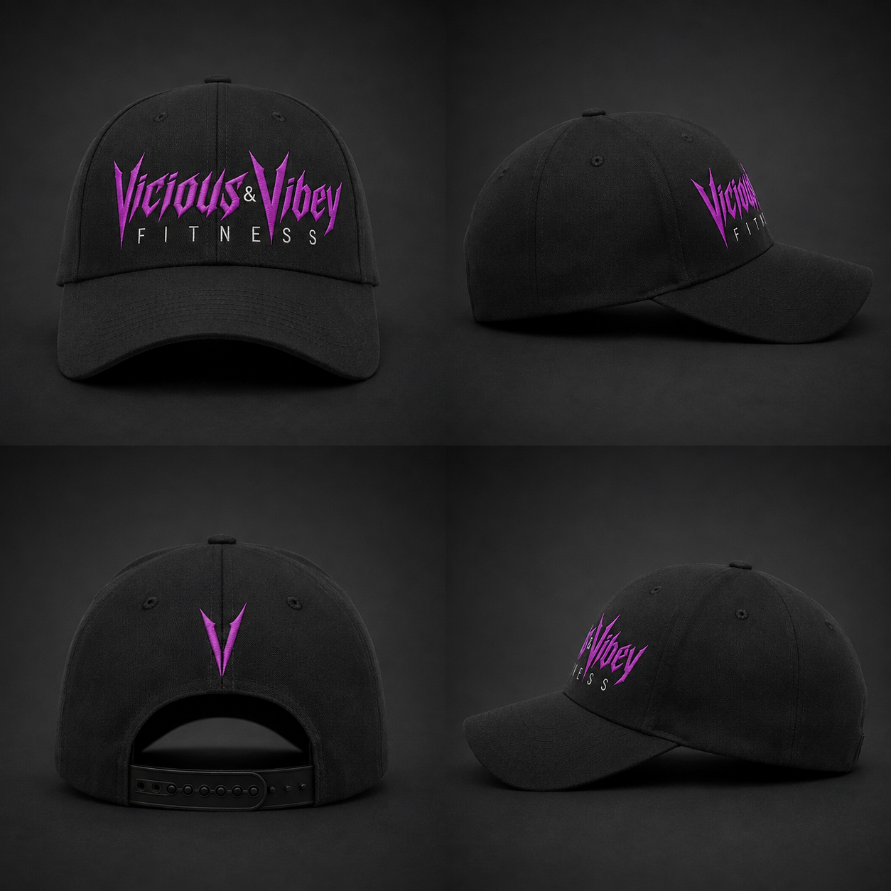Black Curved-Brim Cap — Front